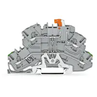 Double-deck disconnect terminal block; with pivoting knife disconnect; for DIN-rail 35 x 15 and 35 x 7.5; 2.5 mm²; Push-in CAGE CLAMP®; 2,50 mm²; gray