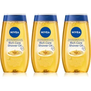 NIVEA Rich Care ulei de dus pentru piele uscata 3 x 200 ml