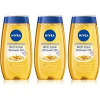 NIVEA Rich Care ulei de dus pentru piele uscata 3 x 200 ml