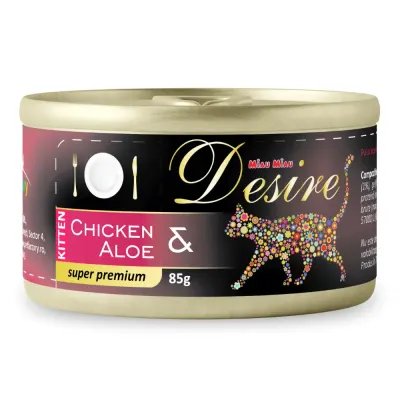 Hrana Umeda Pisici DESIRE Kitten Pui File si Aloe in Gelatina 85g 85g