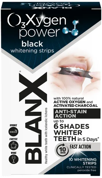 BlanX Benzi de albire a dinților Oxygen Power Black, 10 buc