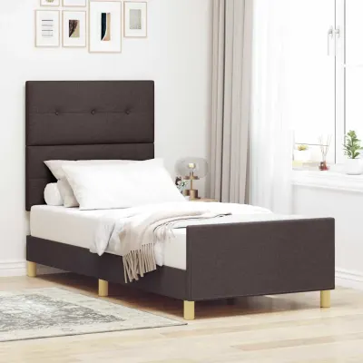 vidaXL Cadru de pat cu headboard Maro închis 80 x 200 cm țesătură