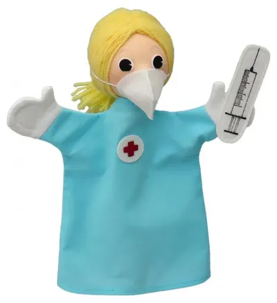 Păpușă de teatru Moravska ustredna Brno - Asistentă medicală, 27 cm