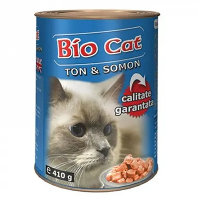 Hrana umeda pentru pisici Biocat cu ton somon 410 gr