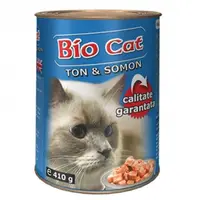 Hrana umeda pentru pisici Biocat cu ton somon 410 gr