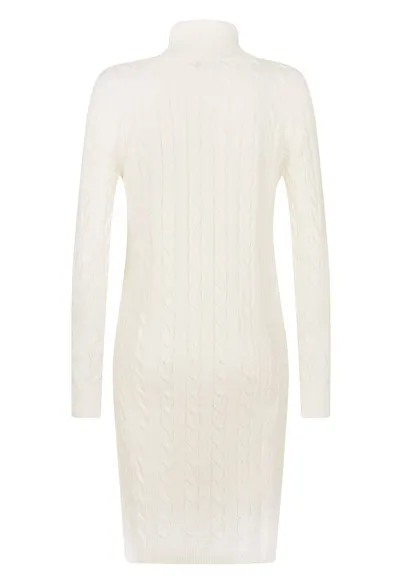 Rochie-pulover cu model torsade - Alb