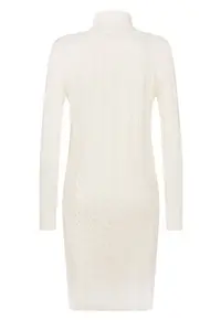 Rochie-pulover cu model torsade - Alb