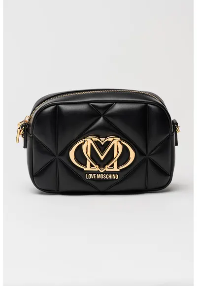 Geanta crossbody cu aspect matlasat - Negru