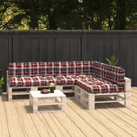 vidaXL Perne pentru canapea din paleți 7 buc, roșu, model carouri