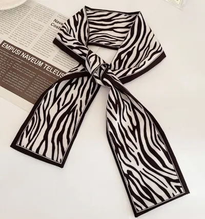 Esarfa Ingusta din Satin pentru Coafarea Parului Model Zebra