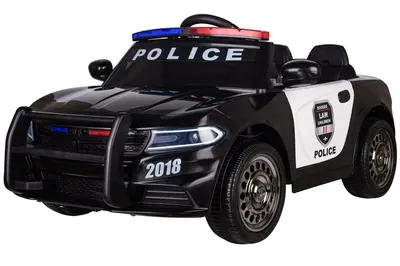 Masinuta electrica pentru copii Nichiduta Police Patrol Black 70W cu girofar politie si statie, unitate audio cu display baterie, USB si sistem troller