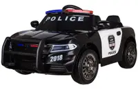 Masinuta electrica pentru copii Nichiduta Police Patrol Black 70W cu girofar politie si statie, unitate audio cu display baterie, USB si sistem troller
