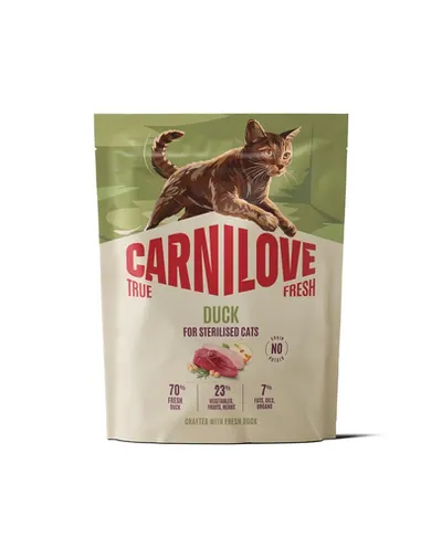 Hrană pisici sterilizate CARNILOVE True Fresh Duck 400 g cu rață