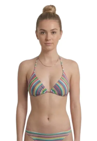 Sutien de baie triunghiular cu model cu dungi