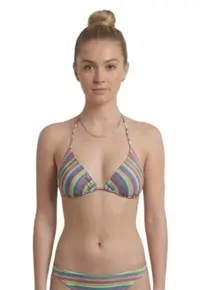 Sutien de baie triunghiular cu model cu dungi -