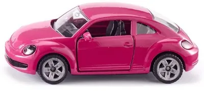 Mașinuță din metal Siku - Vw The Beetle Pink, cu stickere cu motive florale