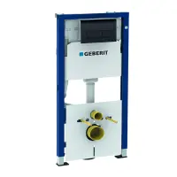 Set rezervor wc incastrat Geberit Duofix cu set fixare si izolare fonica, plus clapeta negru lucios Delta 50
