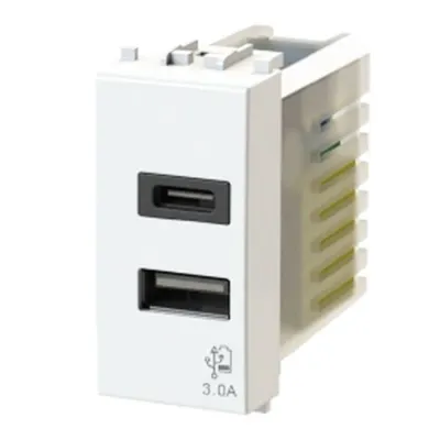 Priza dubla USB 3.0 1 modul alb