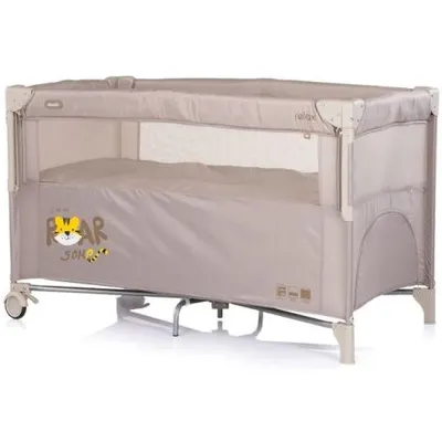 Patut pliabil Chipolino Relax Tiger latte cu laterala culisanta