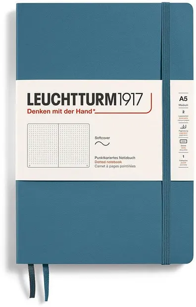 Caiet Leuchtturm1917 Natural Colors - A5, albastru, pagini cu puncte, copertă moale