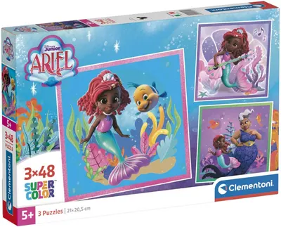 Puzzle pentru copii Clementoni din 3 x 48 piese - Ariel