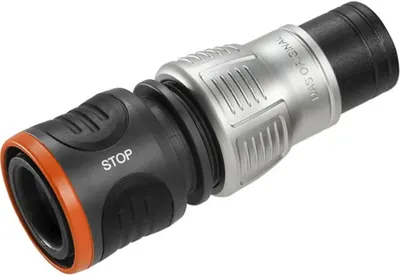 Conector furtun Gardena - Premium, Racord rapid furtun cu supapă de oprire, 1/2''–5/8''
