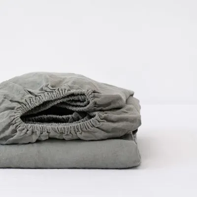 Cearceaf kaki din in cu elastic 140x200 cm – Linen Tales