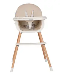 Scaun de masa KikkaBoo 2in1 Nutri Wood Beige