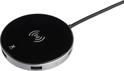 Hub Xtorm - XC006, 6 în 1, încărcare wireless, negru/argintiu