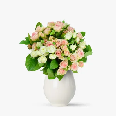 Buchet de 9 minirosa albi-roz