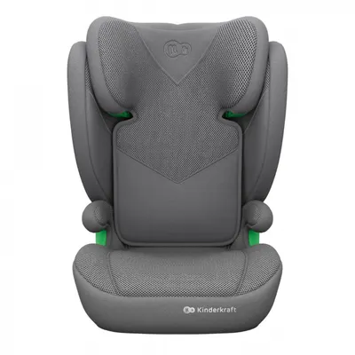 Scaun auto KinderKraft Junior Fix 2 Plus Grey 100x150 cm, cu isofix, protectie SPS, tetiera reglabila, husa Air Flow