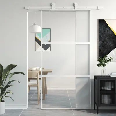 Gossi usa glisanta, alb, 102,5x205 cm, sticla securizata/aluminiu
