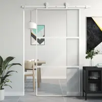 Gossi usa glisanta, alb, 102,5x205 cm, sticla securizata/aluminiu