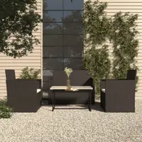 Gossi set mobilier de exterior cu perne, 4 piese, negru, poliratan