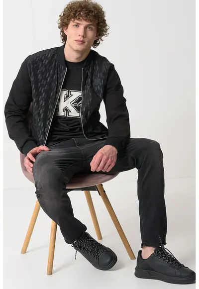 Jacheta bomber cu model monograma - Negru/Negru stins