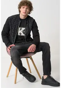 Jacheta bomber cu model monograma - Negru/Negru stins