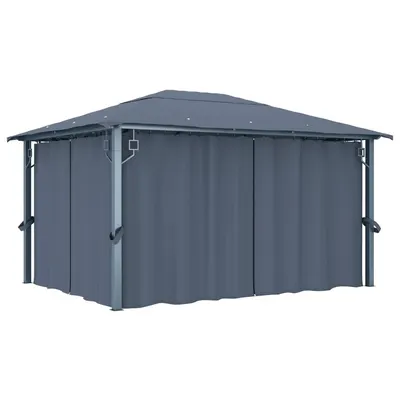 vidaXL Pavilion cu perdele, antracit, 400 x 300 cm, aluminiu