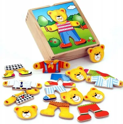 Puzzle pentru îmbrăcat din lemn Viga - Urs