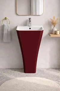 Lavoar freestanding din compozit, burgundy cu alb, dreptunghiular, Foglia Lea Terra