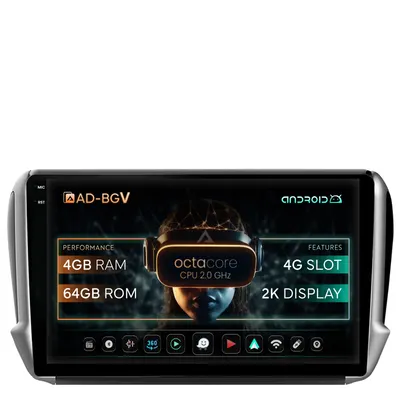 Navigatie Peugeot 208 2008 (2012+), Android, V-Octacore 4GB RAM + 64GB ROM, 10.36 Inch - AD-BGV10004+AD-BGRKIT258