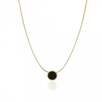 Colier elegant cu pandantiv cerc negru – Oțel chirurgical placat cu aur 14K, Ecarla NST2223