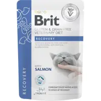 BRIT VD Recovery, Somon, dietă veterinară, plic hrană umedă fără cereale pisici, convalescență, (în sos), 85g