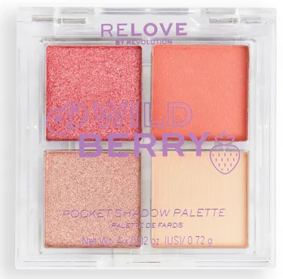 Relove By Revolution Paletă de farduri de ochi Pocket, Wild Berry, 4 culori