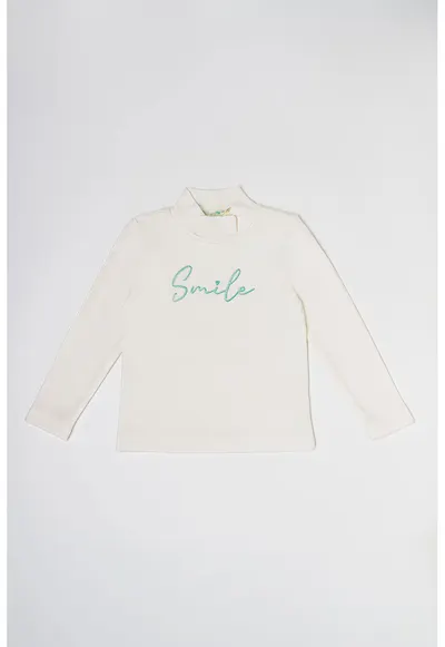 Bluza cu aplicatii de paiete - Alb/Verde
