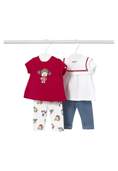 Set tricouri și pantaloni scurți Fete - Rosu/Alb/Bleumarin