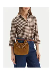 Geanta dama Fleming Suede Mini H - culoare Chicory Brown - din piele naturala