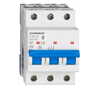 Intreruptor automat modular (MCB) AMPARO 6kA, C 20A, 3-poli