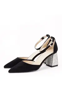 Pantofi negri eleganti cu pietricele argintii BSD42-1 04 16146 - Negru