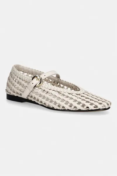 Tommy Hilfiger balerini WOVEN LEATHER MIX BALLERINA