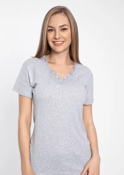 Tricou Dama Pamuklu GRI Engros